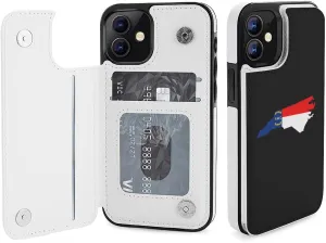 North Carolina State Flag Map Flip Premium Leather Case with Credit Card Holder Kickstand Function Compatible for iPhone 12 Series
