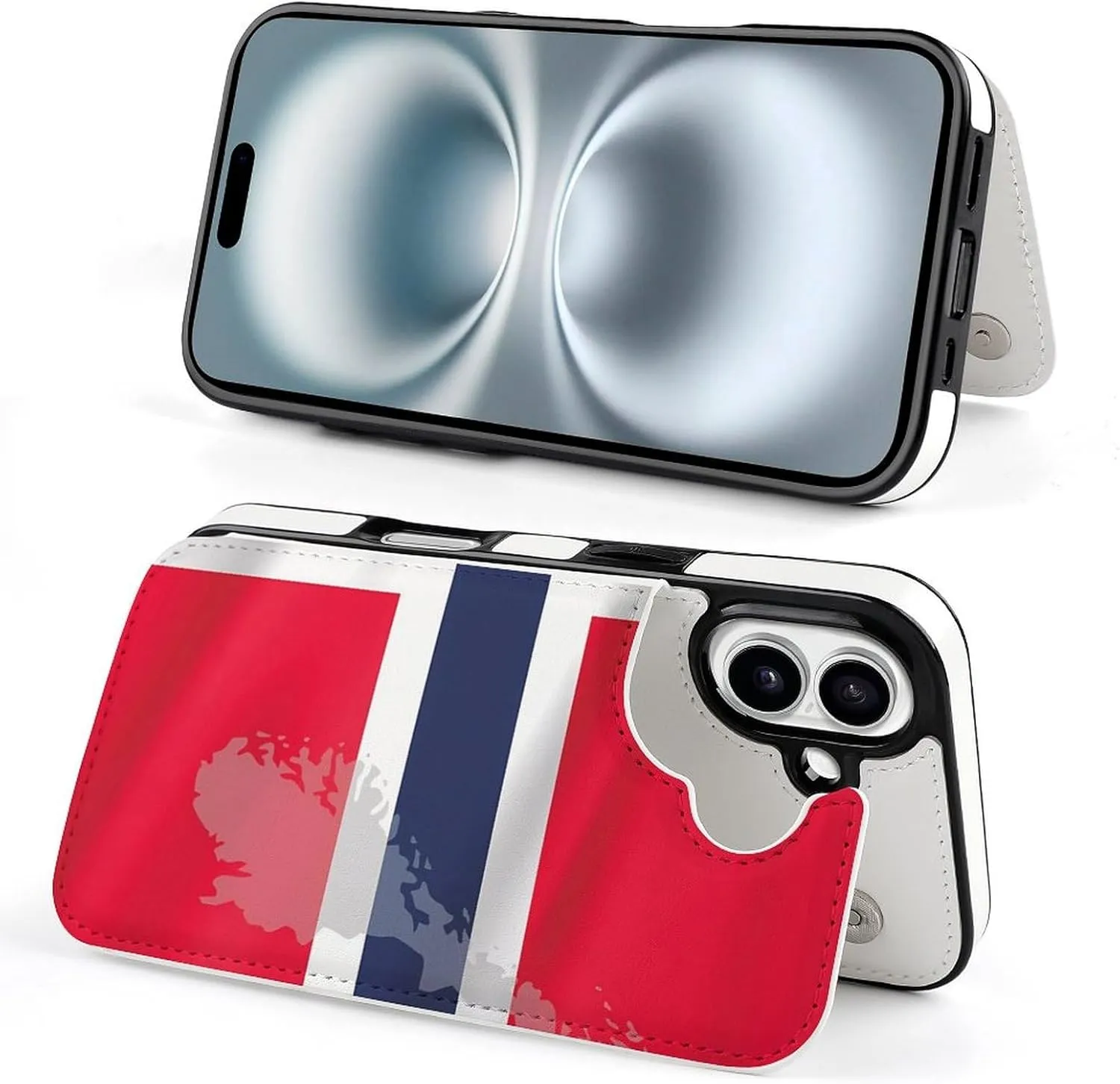 Norway Flag Map Compatible with Case Phone Wallet Card Holder Shockproof Protective Flip Cover