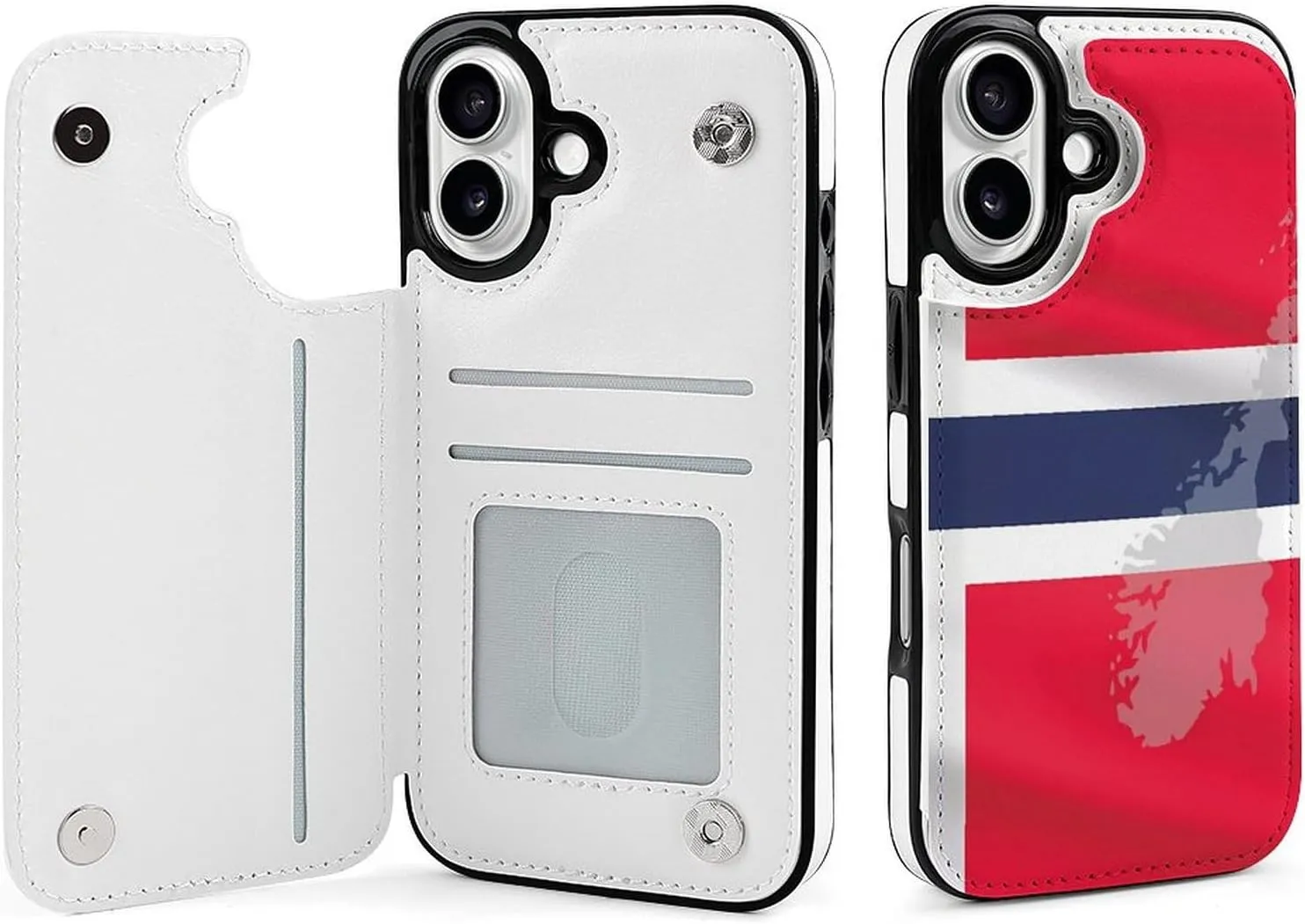 Norway Flag Map Compatible with Case Phone Wallet Card Holder Shockproof Protective Flip Cover
