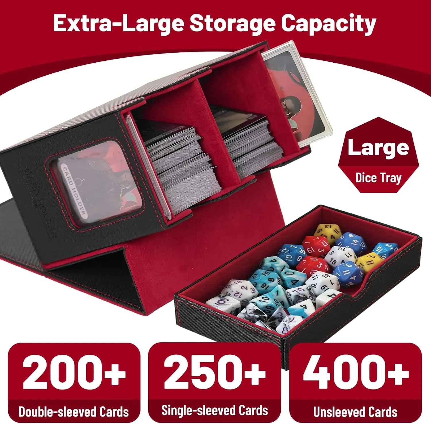 NUMINA MTG Deck Box with Commander Display – Trading Card and Dice Storage for 200 Double-Sleeved Cards, Removable Deck Case & Magnetic Card Holders for MTG & TCG Newcomers and Veterans