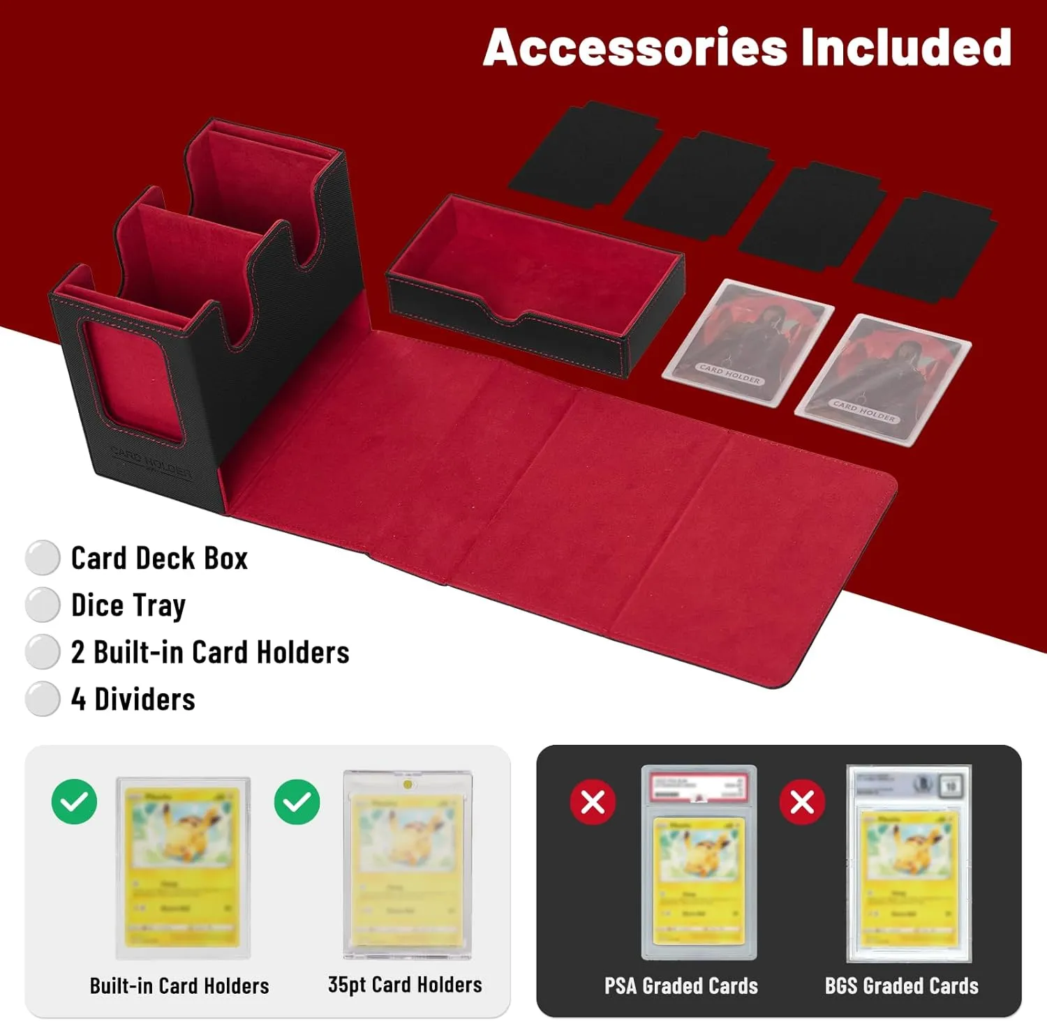 NUMINA MTG Deck Box with Commander Display – Trading Card and Dice Storage for 200 Double-Sleeved Cards, Removable Deck Case & Magnetic Card Holders for MTG & TCG Newcomers and Veterans