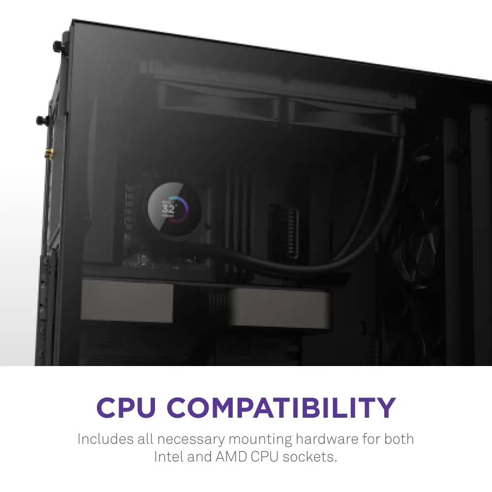 NZXT Kraken 240 - 240mm AIO CPU Liquid Cooler - Customizable 1.54" Square LCD Display for Images, Performance Metrics and More - High-Performance Pump - 2 x F120P Fans - Black