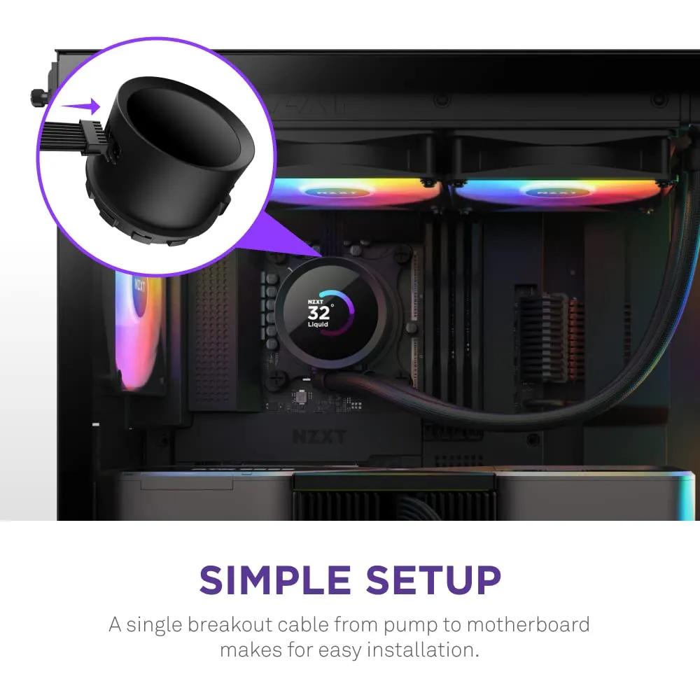 NZXT Kraken 240 RGB - 240mm AIO CPU Liquid Cooler - Customizable 1.54" Square LCD Display for Images, Performance Metrics - High-Performance Pump - 2 x F120 RGB Core Fans - Black