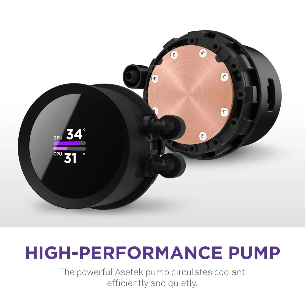 NZXT Kraken 240 RGB - 240mm AIO CPU Liquid Cooler - Customizable 1.54" Square LCD Display for Images, Performance Metrics - High-Performance Pump - 2 x F120 RGB Core Fans - Black