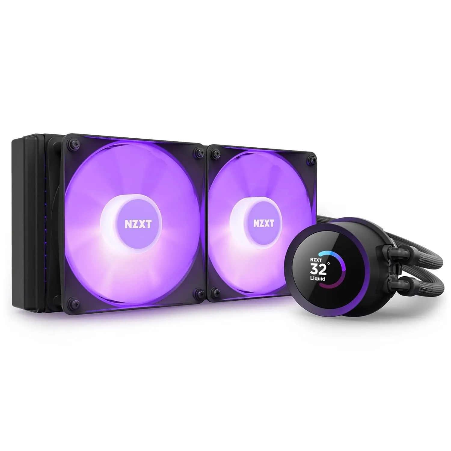 NZXT Kraken 240 RGB - 240mm AIO CPU Liquid Cooler - Customizable 1.54" Square LCD Display for Images, Performance Metrics - High-Performance Pump - 2 x F120 RGB Core Fans - Black