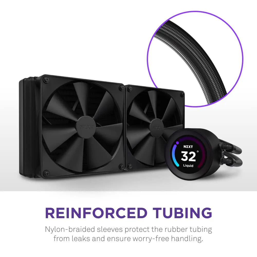 NZXT Kraken 280mm AIO CPU Liquid Cooler with Customizable LCD Display, High-Performance Pump, and 2x F140P Fans