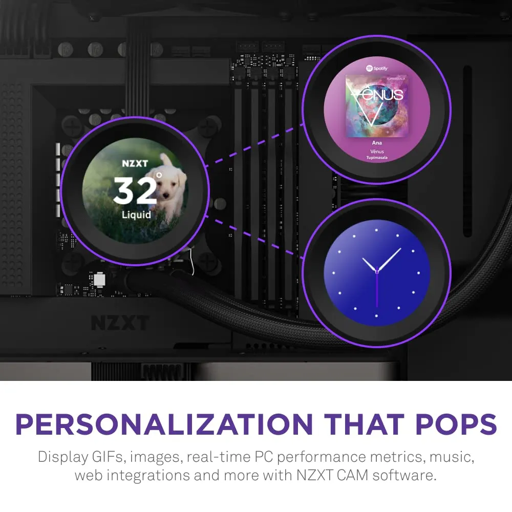 NZXT Kraken 280mm AIO CPU Liquid Cooler with Customizable LCD Display, High-Performance Pump, and 2x F140P Fans