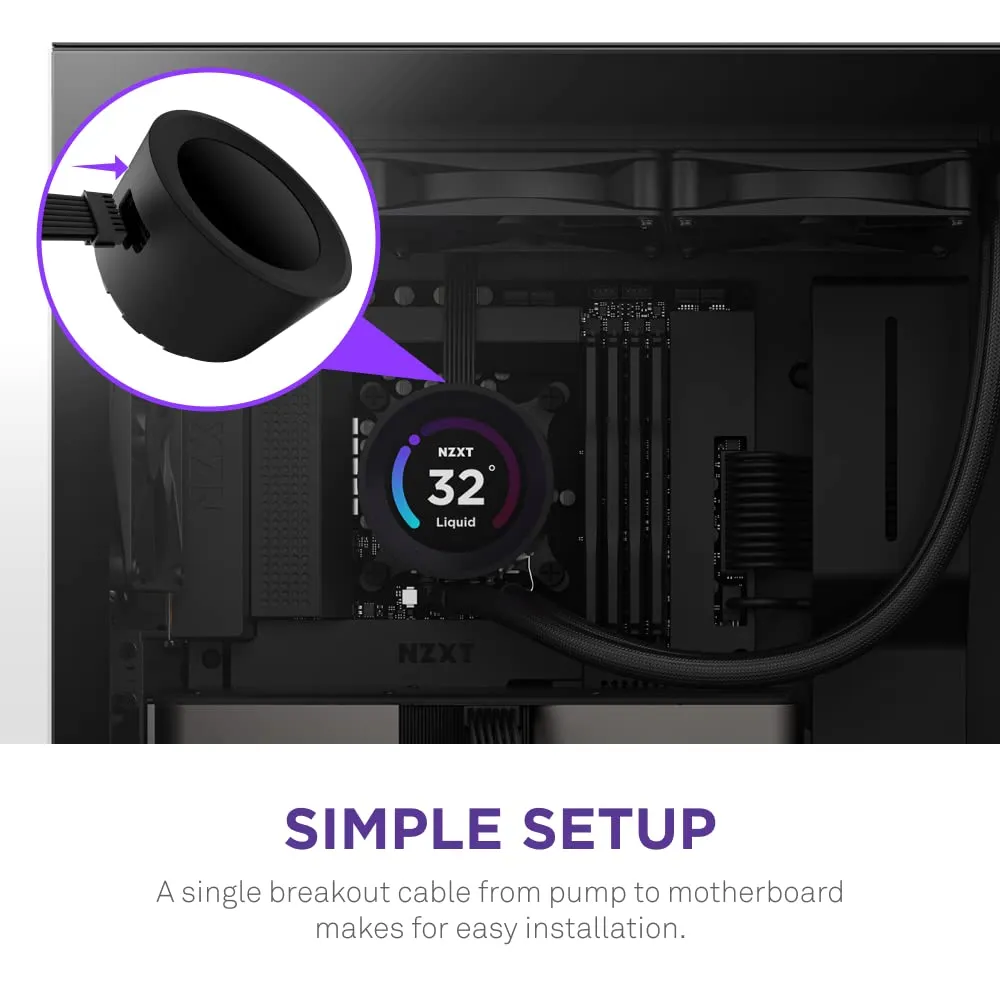 NZXT Kraken 280mm AIO CPU Liquid Cooler with Customizable LCD Display, High-Performance Pump, and 2x F140P Fans