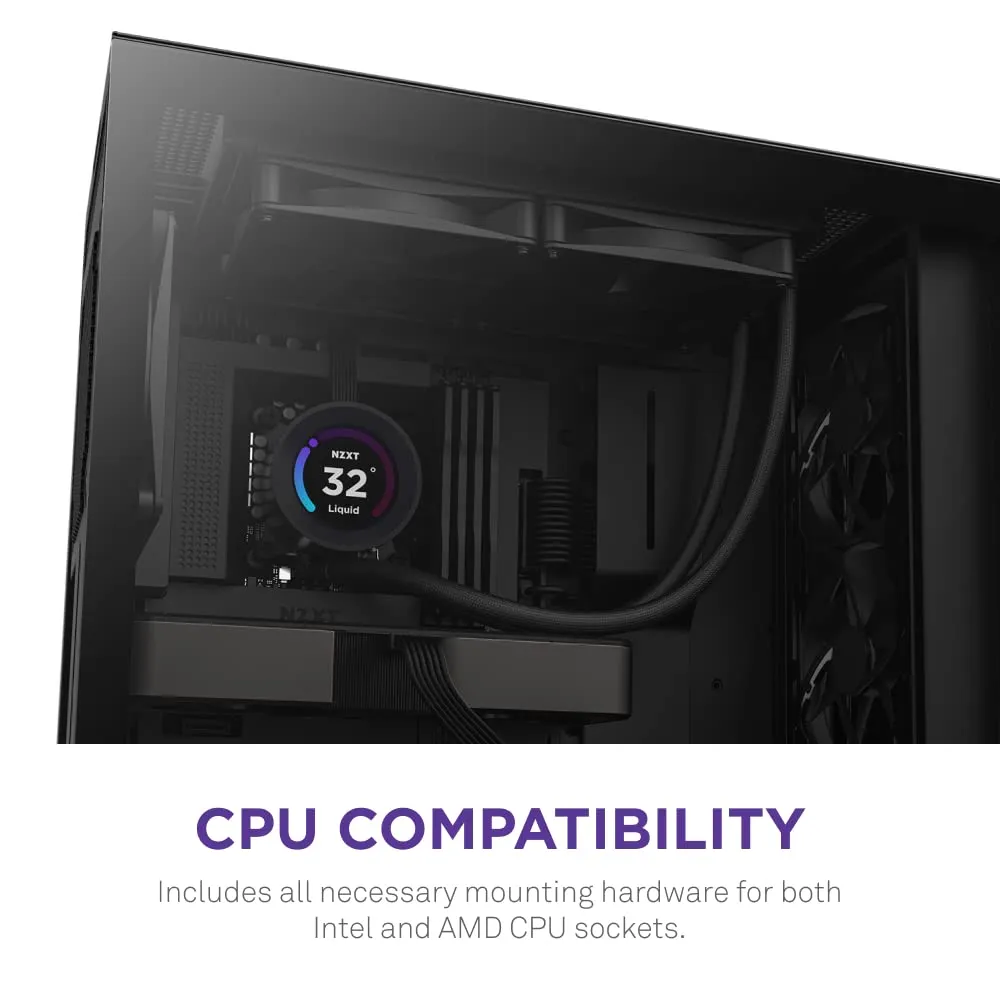 NZXT Kraken 280mm AIO CPU Liquid Cooler with Customizable LCD Display, High-Performance Pump, and 2x F140P Fans