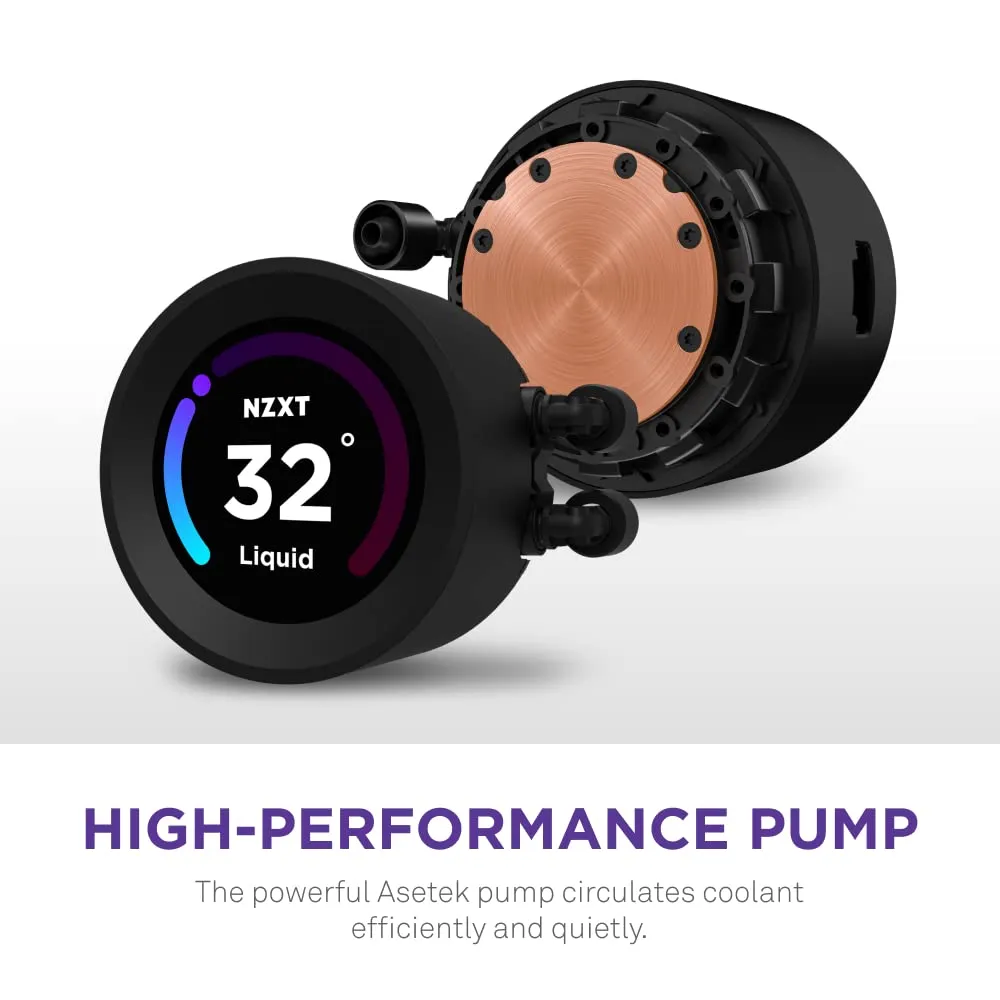 NZXT Kraken 280mm AIO CPU Liquid Cooler with Customizable LCD Display, High-Performance Pump, and 2x F140P Fans