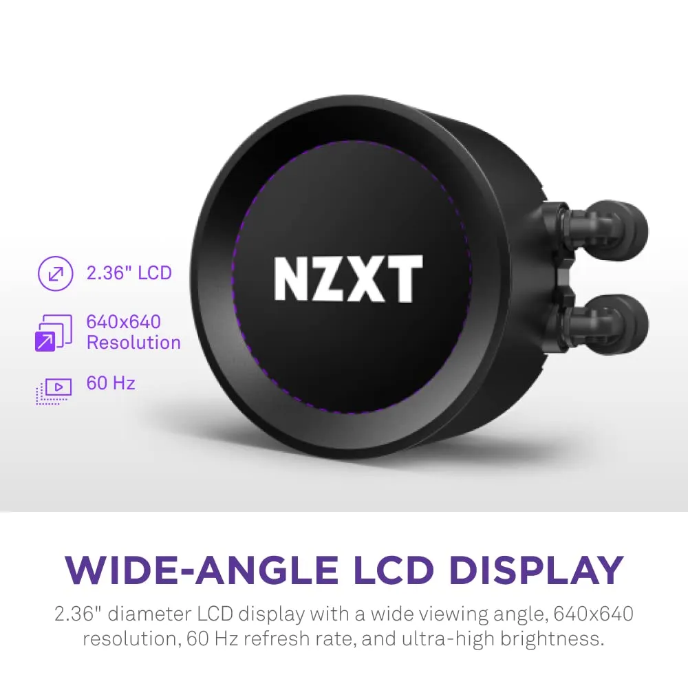 NZXT Kraken 280mm AIO CPU Liquid Cooler with Customizable LCD Display, High-Performance Pump, and 2x F140P Fans