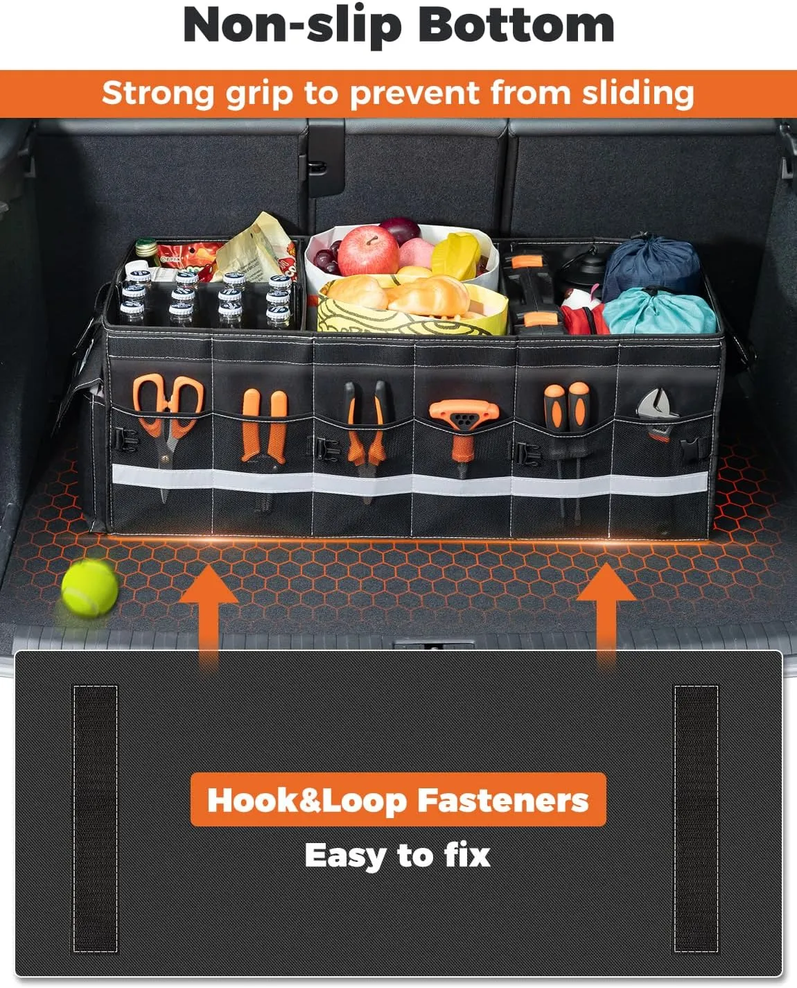 Oasser Car Trunk Organizer for SUV 75L Collapsible 4 Compartment Storage, Foldable Organizer Car Accessories for Women/Men