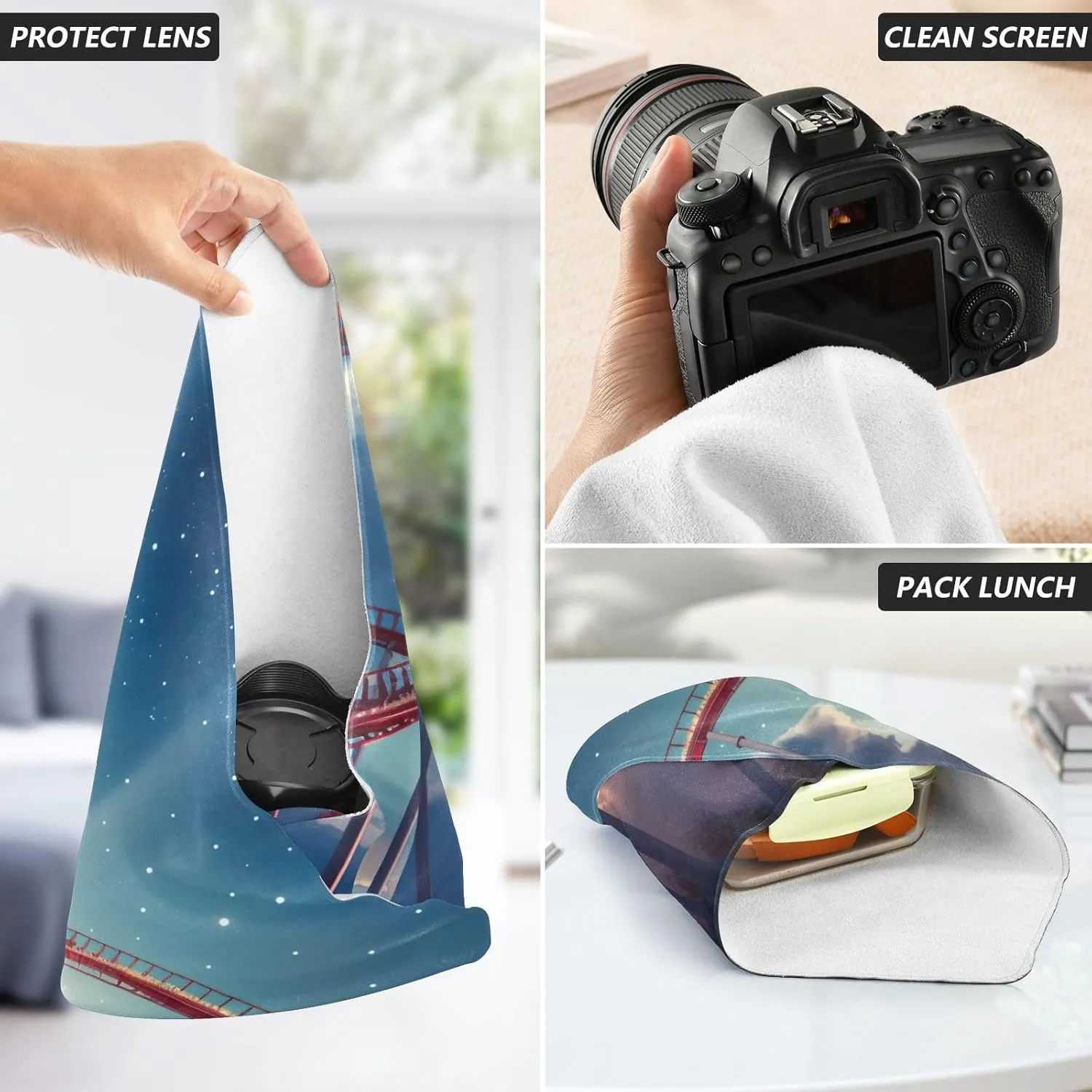 ODAWA Magic Cloth Makeup Bag 21.7 In, Rollercoaster Blue Changeable Capacity Cosmetic Bag, Easy-Storage Magic Cloths for Camera