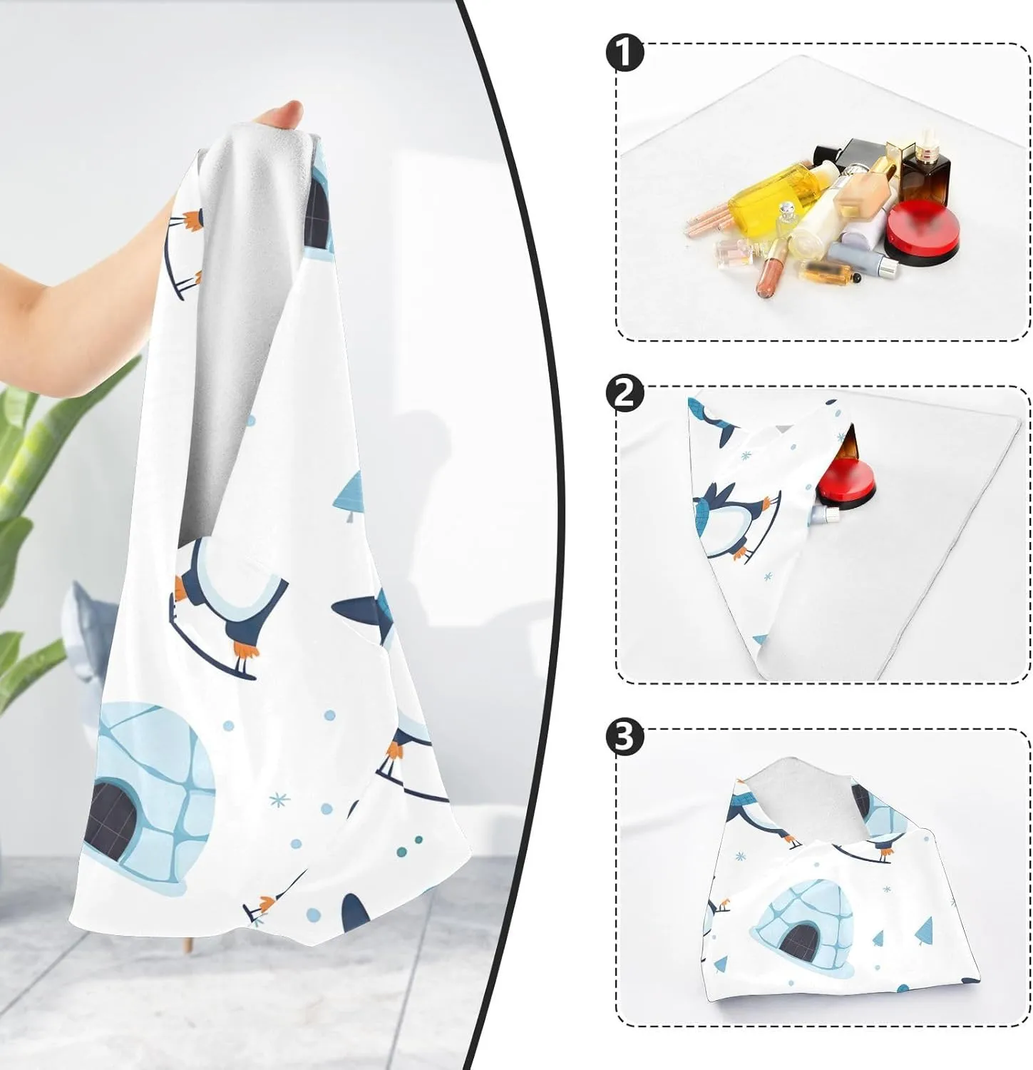 ODAWA Self-adhesive Cloth 21.7"x21.7" Cute Penguins Multi-purpose Wrap Cloth Wrap Protection for Camera and Lens