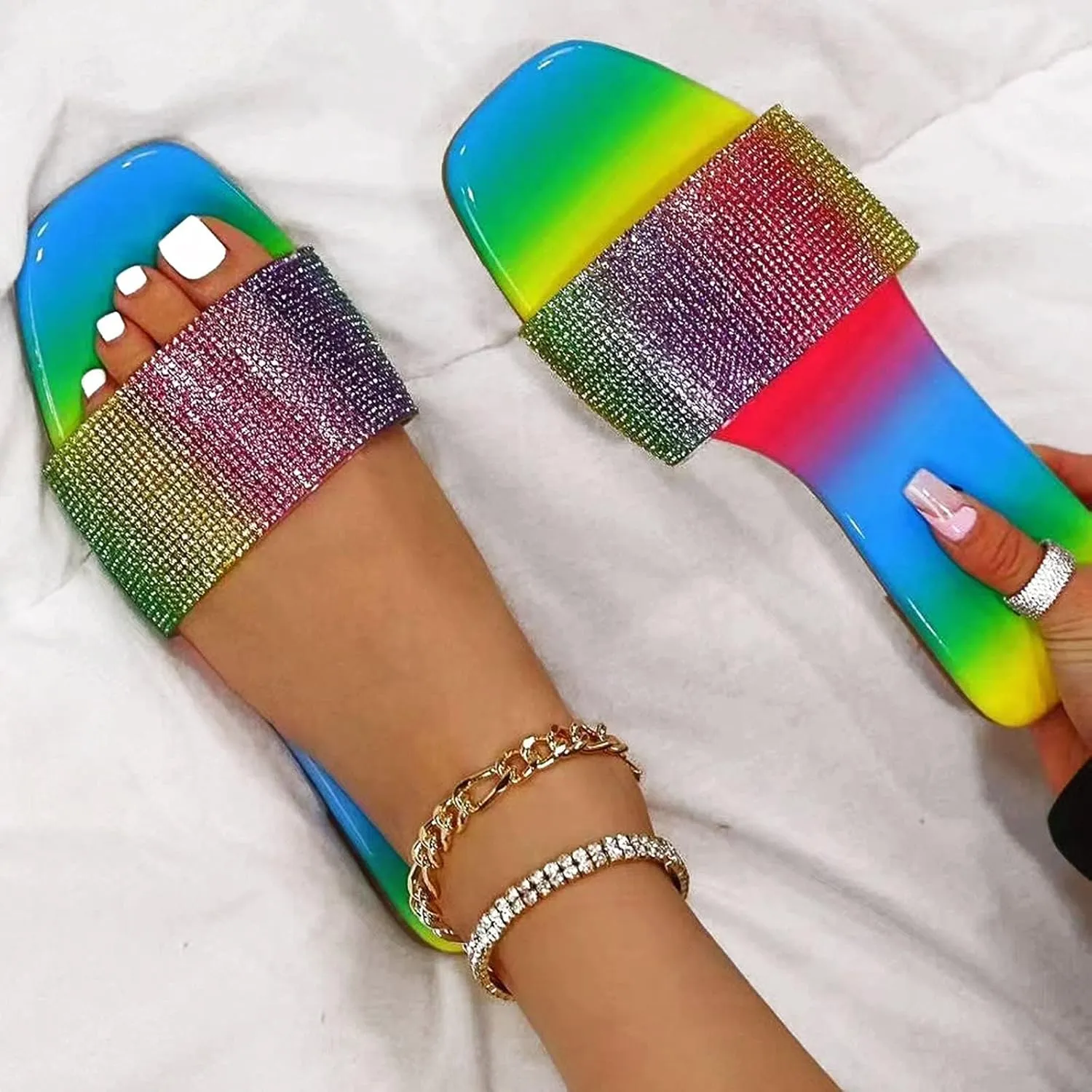 oiangi Sandal for Women Casual Summer Flats Flip-Flops Sandals Fashion Snake Pattern Colorblock Printed Platform Sandals Bath Slippers Beach Shoes