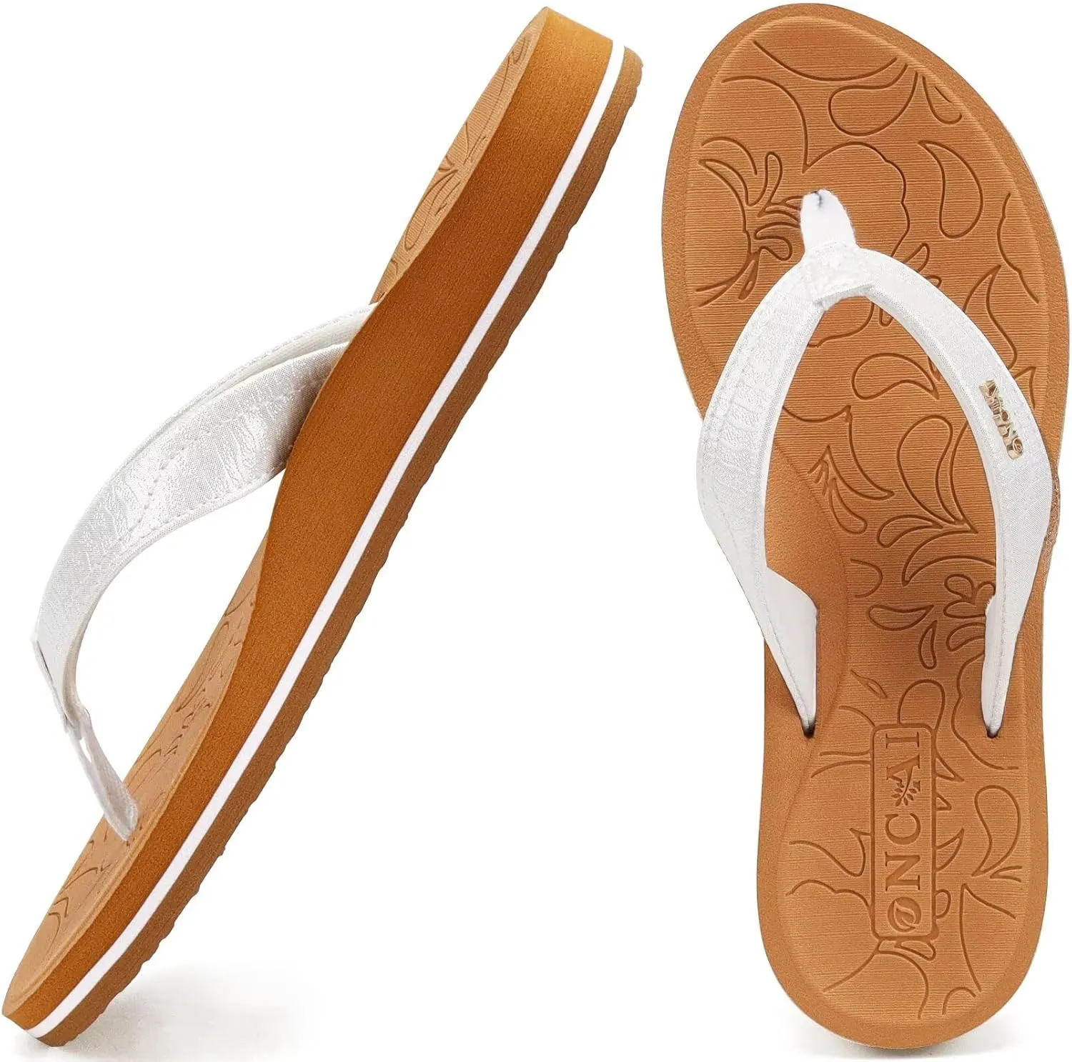 ONCAI Women's Flip Flops Comfortable Summer Beach Thong Sandals for Women with Cushion Walking Arch Support Yoga Mat Indoor Outdoor Soles