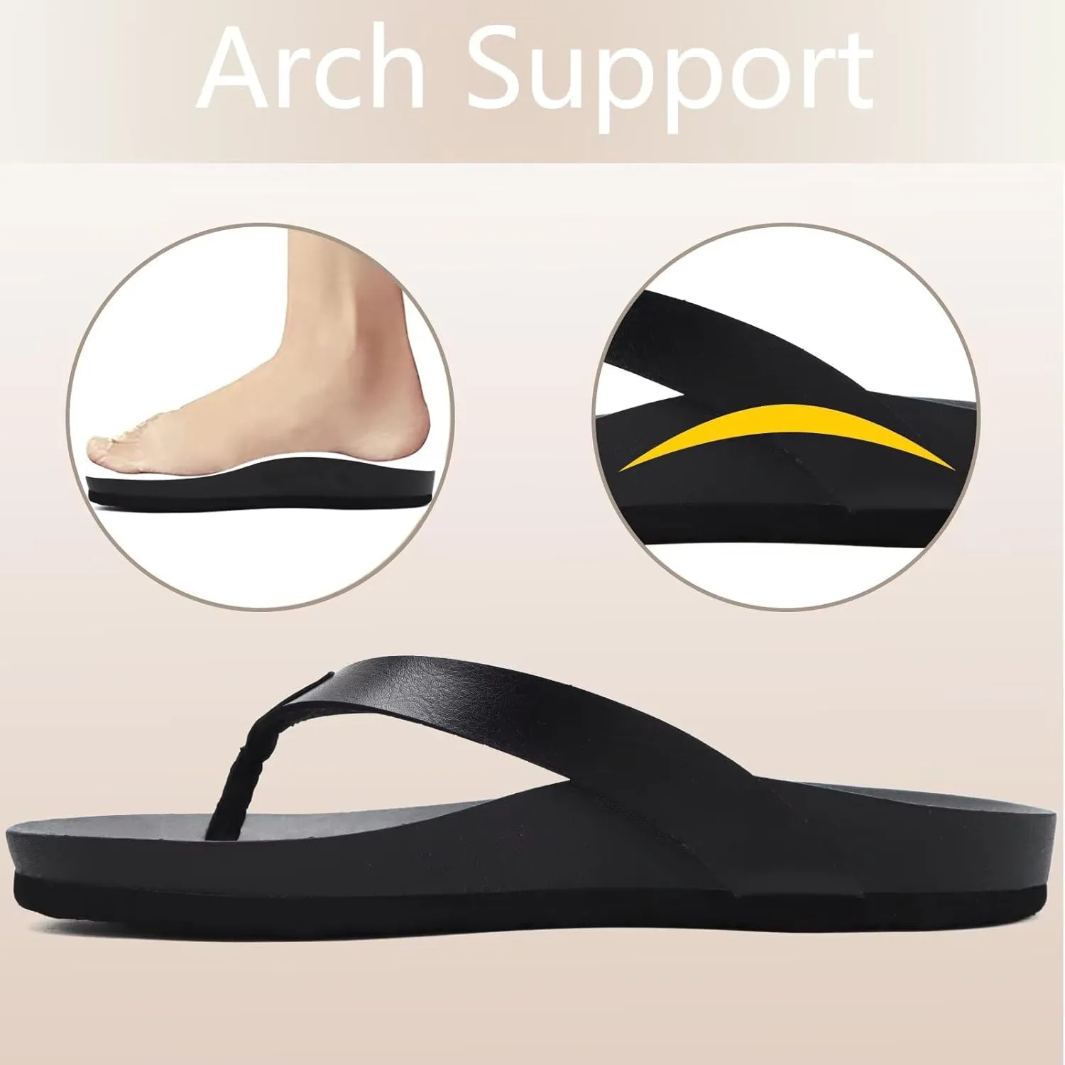 ONCAI Womens Flip Flops For Women Comfortable Strap Yoga Mat Non-Slip Women's Thong Sandal Casual Summer Beach Slippers With Arch Support