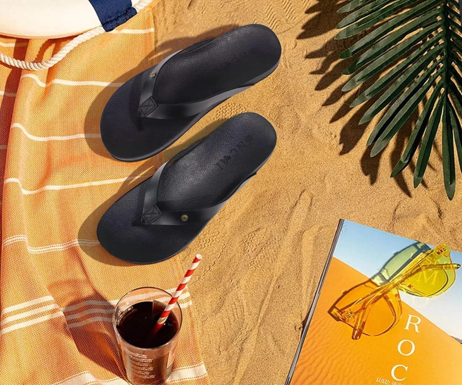 ONCAI Womens Flip Flops For Women Comfortable Strap Yoga Mat Non-Slip Women's Thong Sandal Casual Summer Beach Slippers With Arch Support