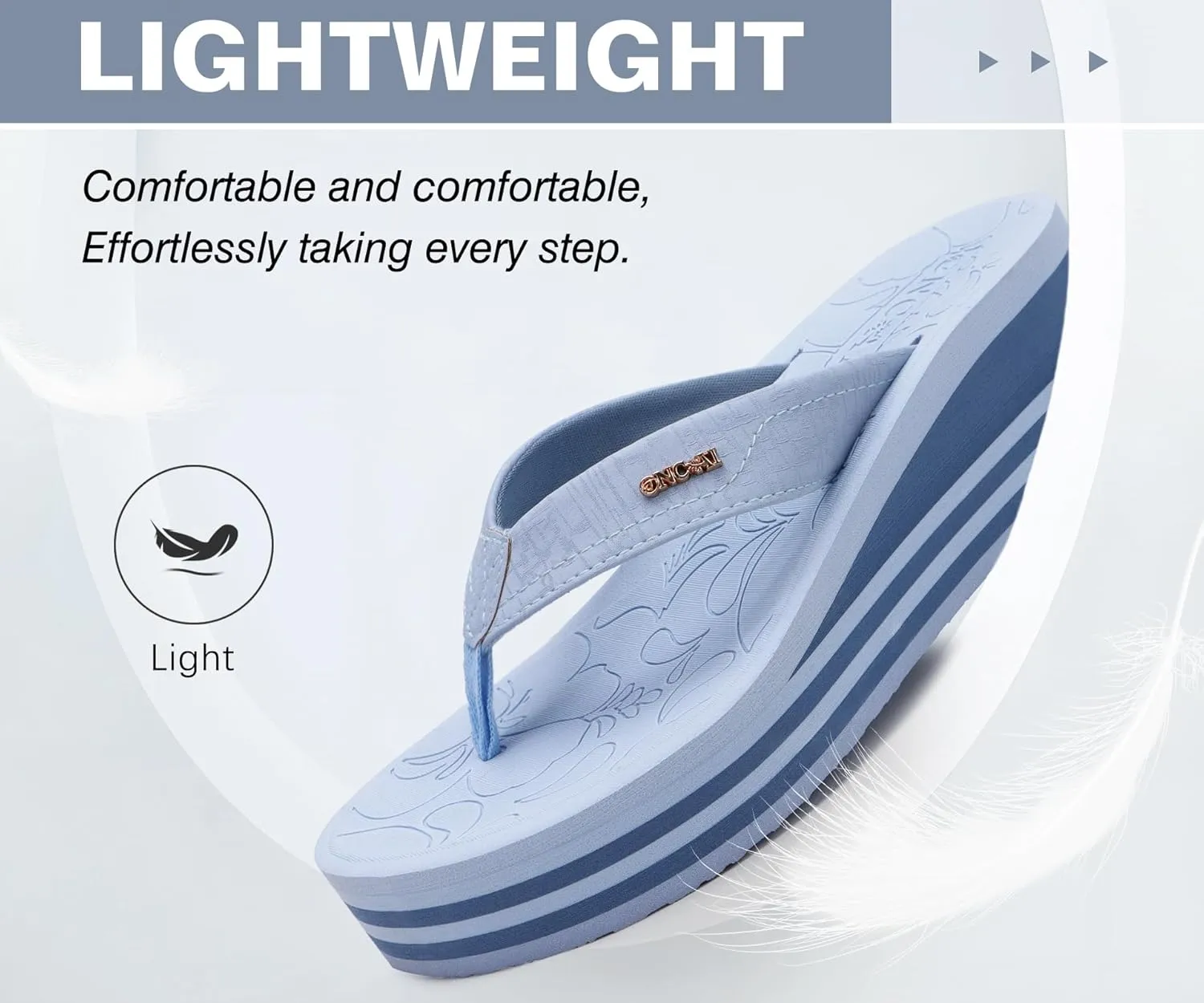 ONCAI Women’s Platform Flip Flops Trendy Dressy Womans Summer Sandals with Comfortable Flatform Arch Support Walking Outdoor Rubber Soles (US Size 5-11)