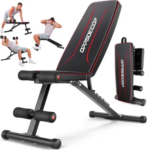 OPPSDECOR Weight Bench for Home Gym, Fast Foldable Workout Bench Press for Home Gym Full Body Strength Training, 8 Adjustable Backrests Incline/Flat/Decline Sit up Bench - 2025 Upgrade