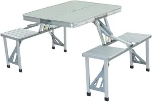 Outdoor Camping Folding Table and Chair One Table Four Chairs Aluminum Alloy Connected Simple Portable Folding Picnic Table,Orange (Silver)