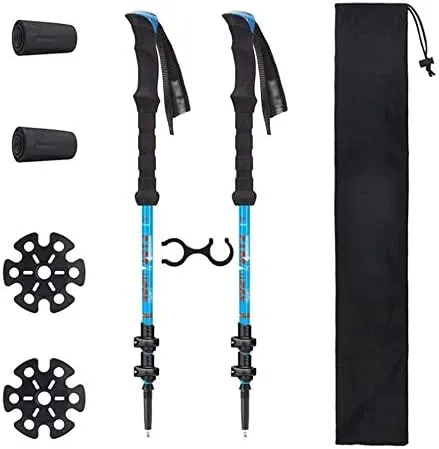 Outdoor Hiking Telescopic EVA Cork Trekking Pole Carbon Multi-Function Off-Road Straight Handle Three-Section Carbon Fiber Cane