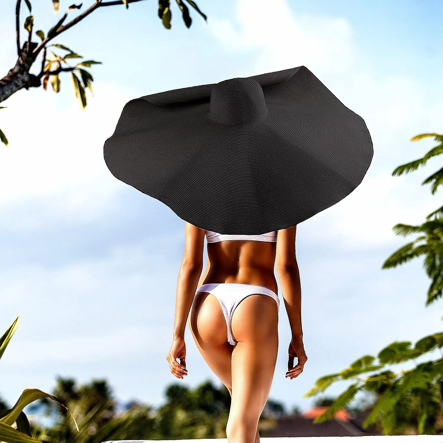 Oversized Beach Straw Hats for Women Floppy, Extra Large Sun Visor Hat Wide Brim Summer Roll Up Big Beach Hat Women Foldable