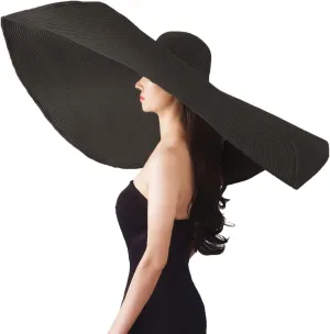 Oversized Beach Straw Hats for Women Floppy, Extra Large Sun Visor Hat Wide Brim Summer Roll Up Big Beach Hat Women Foldable