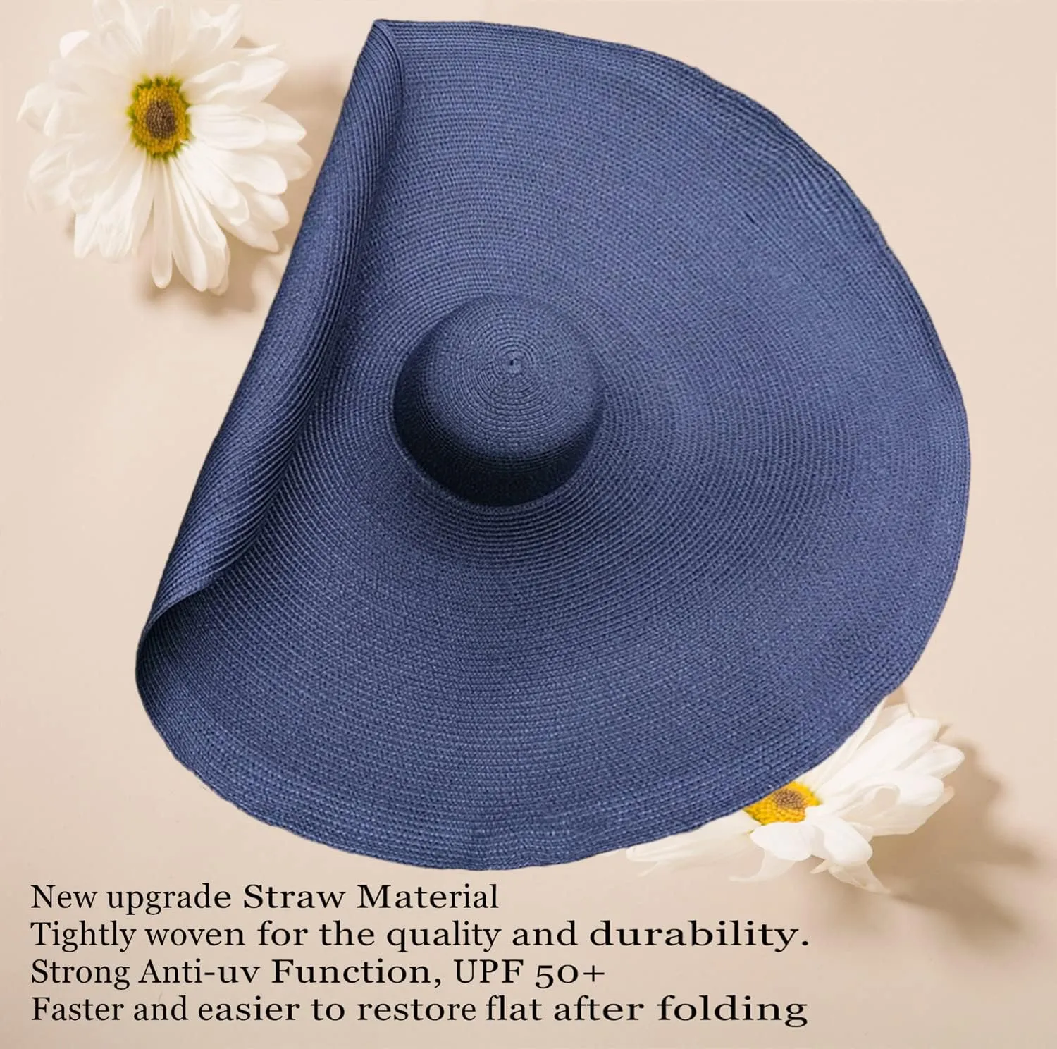 Oversized Beach Straw Hats for Women Floppy, Extra Large Sun Visor Hat Wide Brim Summer Roll Up Big Beach Hat Women Foldable
