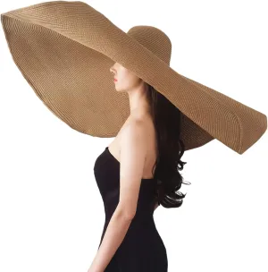 Oversized Beach Straw Hats for Women Floppy, Extra Large Sun Visor Hat Wide Brim Summer Roll Up Big Beach Hat Women Foldable