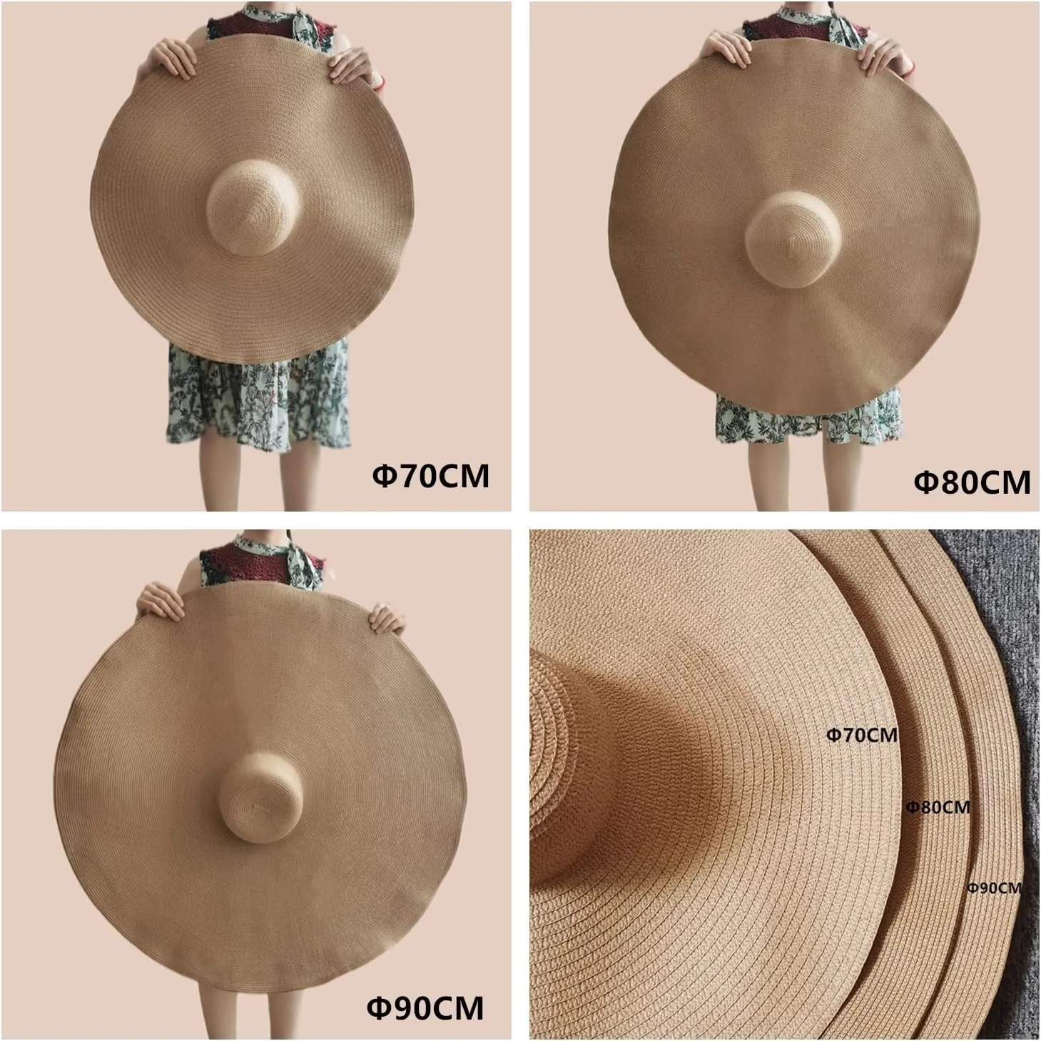 Oversized Beach Straw Hats for Women Floppy, Extra Large Sun Visor Hat Wide Brim Summer Roll Up Big Beach Hat Women Foldable