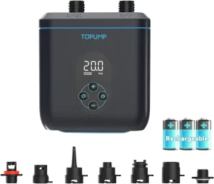 Paddle Board Electric Pump TPS260-20PSI Portable Rechargeable SUP Air Pump, Dual Stage Inflation & Deflation, Auto-Off, 12V DC Car Connector for Stand Up Paddle Boards, Boats, Kayaks and Tent