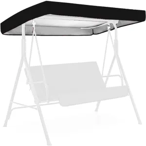 Patio Swing Top Cover, Replacement Canopy for Swing Seat 3 Seater Garden Hammock Cover, Waterproof Swing Chair Top Cover Roof Sun,Black,191x120x18/23cm