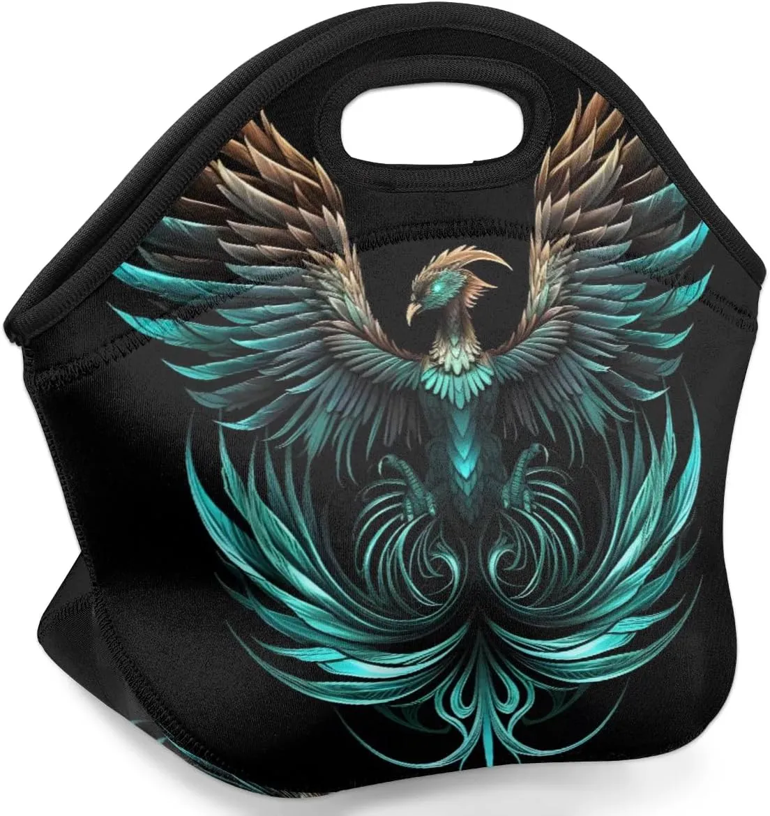 Phoenix Neoprene Lunch Bag Waterproof Tote Bag Lunch Sack with Zipper Lunch Box Tote for Picnic Mom Food Handbag Holiday Gifts Reusable Lunch Tote Bag Lightweight