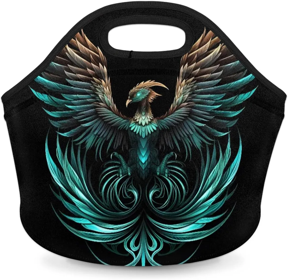 Phoenix Neoprene Lunch Bag Waterproof Tote Bag Lunch Sack with Zipper Lunch Box Tote for Picnic Mom Food Handbag Holiday Gifts Reusable Lunch Tote Bag Lightweight
