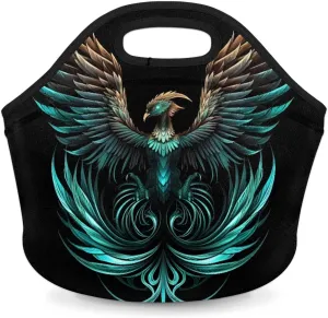 Phoenix Neoprene Lunch Bag Waterproof Tote Bag Lunch Sack with Zipper Lunch Box Tote for Picnic Mom Food Handbag Holiday Gifts Reusable Lunch Tote Bag Lightweight