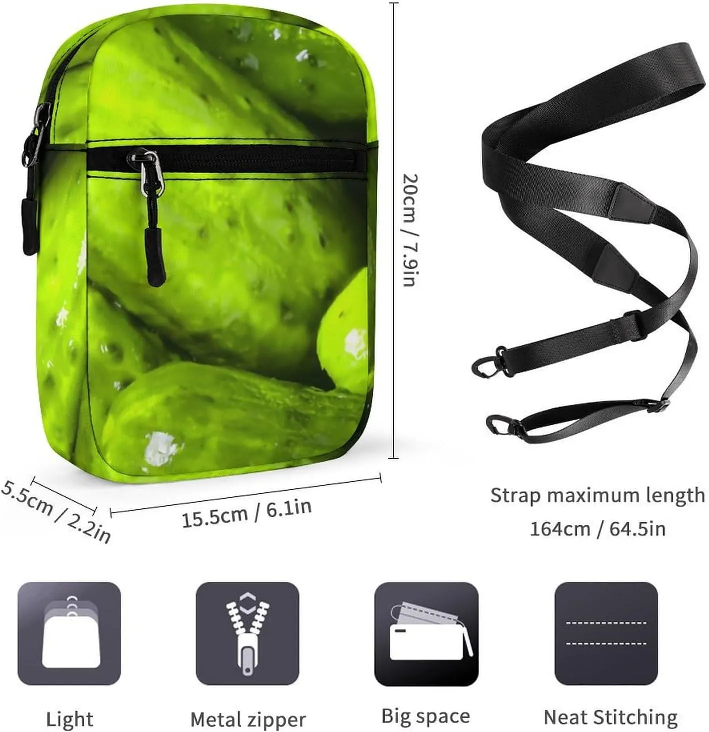 Pickles Pickle Crossbody Bag Small Shoulder Bag Waterproof, Lightweight And Convenient