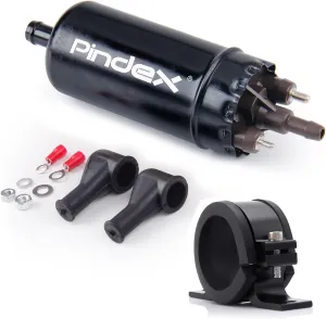 Pindex Universal External In Line Fuel Pump,116 PSI High Pressure 12V Electric Pump Injection Systems Compatible with 0580464070 0580453911 0580463017 0580464023,Black