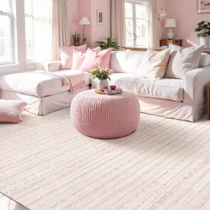 Pink 5x7 Area Rugs for Living Room Nursery, Washable Rugs Moroccan Boho Farmhouse Rug with Non-Slip Backing, Soft Low Pile Indoor Floor Carpet Neutral Rug for Bedroom Dining Room