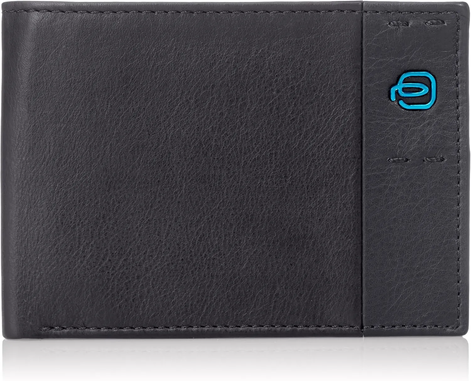 Piquadro Men's Leather Wallet with Flip Up Id Window, Coin Pocket and Credit Card Slots, Black/Black, One Size