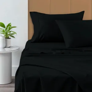 Pizuna Pure 100% Cotton Sheets California King Size, 800 Thread Count Long Staple Cotton Crisp Sateen Sheets California King with 15inch Deep Pocket (Combed Black Cotton Sheets California King)
