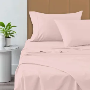 Pizuna Pure 100% Cotton Sheets King Size, 800 Thread Count Long Staple Cotton Crisp Sateen Sheets King with 15inch Deep Pocket (Combed Light Pink Cotton Sheets King)