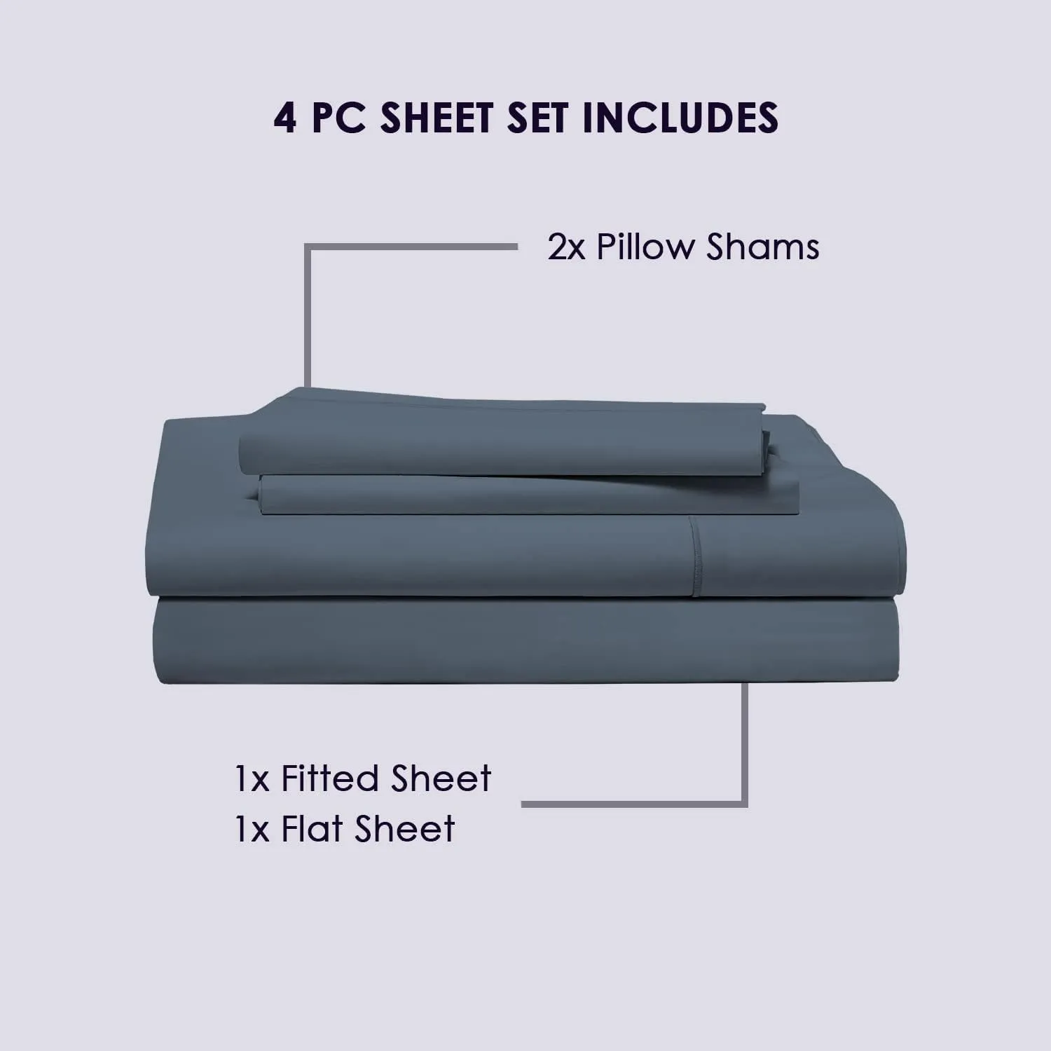 Pizuna Pure 100% Cotton Sheets Queen Size, 800 Thread Count Long Staple Cotton Crisp Sateen Sheets Queen with 15inch Deep Pocket (Combed dark blue Cotton Sheets Queen)