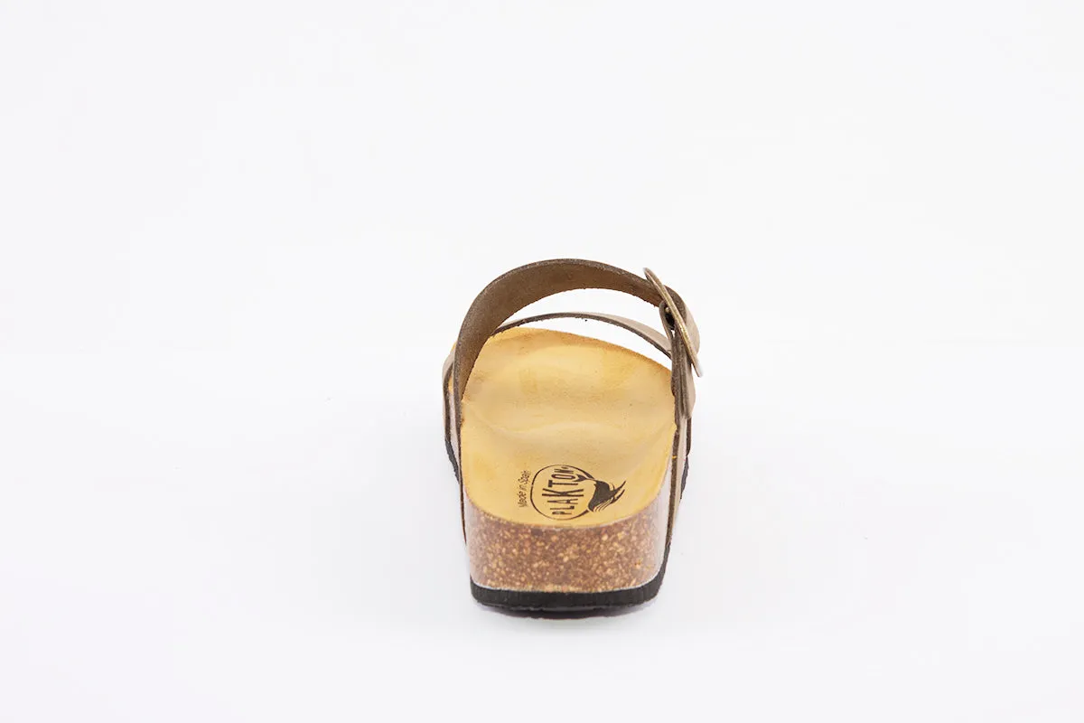 PLAKTON - 343004 FLAT BUCKLE MULE - GREEN NUBUCK