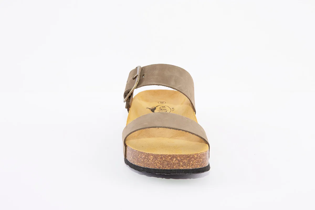 PLAKTON - 343004 FLAT BUCKLE MULE - GREEN NUBUCK