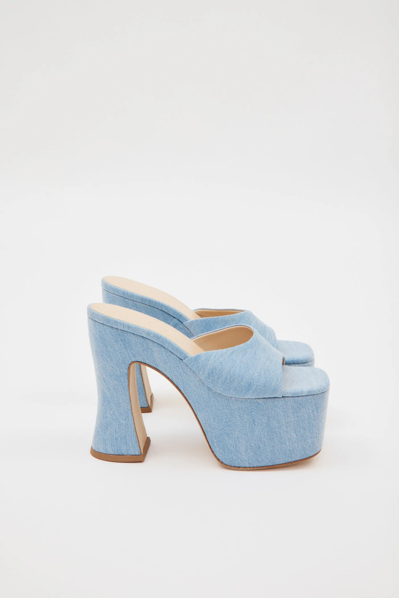Platform Blue Denim Mule