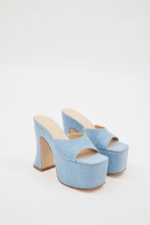 Platform Blue Denim Mule