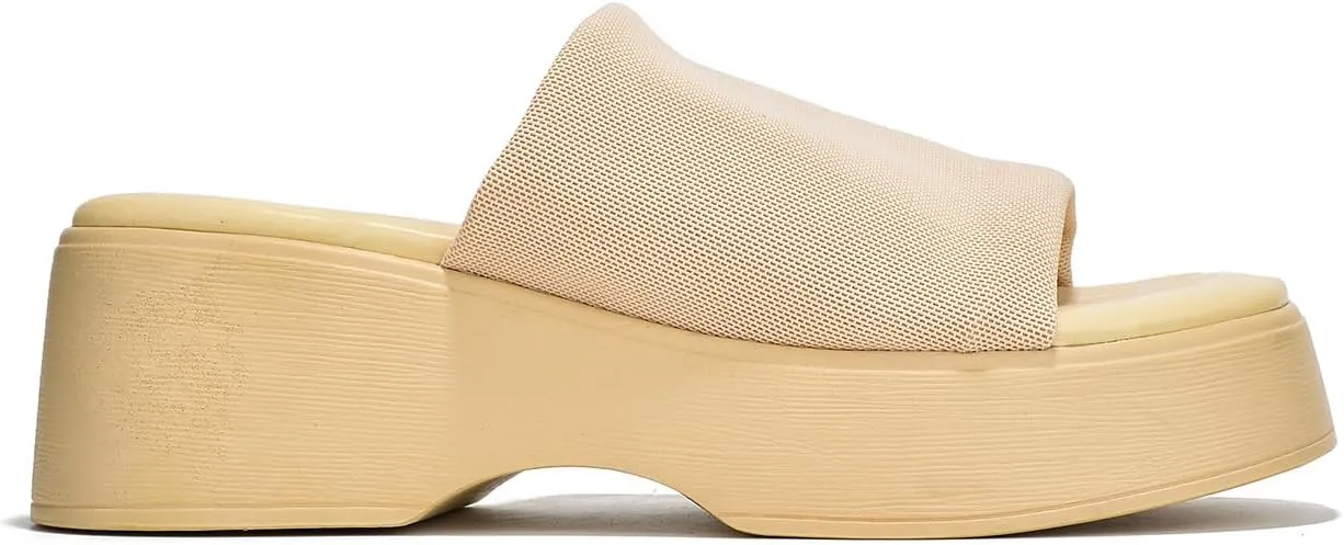 Platform Sandals Women Wedges Slides Chunky Heels Wedge Sandals Fabric Mule Fitted Cloud Lightweight Shoes Slipper  Memory Foam