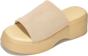 Platform Sandals Women Wedges Slides Chunky Heels Wedge Sandals Fabric Mule Fitted Cloud Lightweight Shoes Slipper  Memory Foam