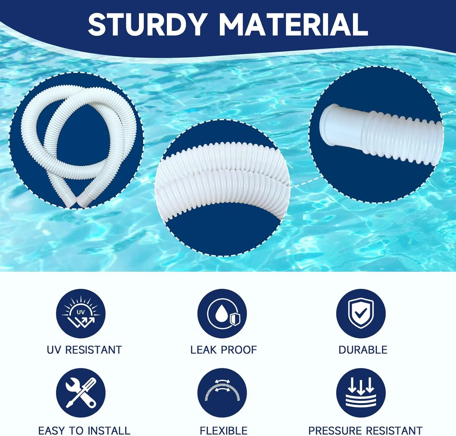 Pool Hoses for Above Ground Pools, 4 Pack 1.25 x 59 Inch Pool Filter Pump Hoses, Compatible with Intex Pool Filter Pump 607, 637 With 8 Metal Clamps(4)